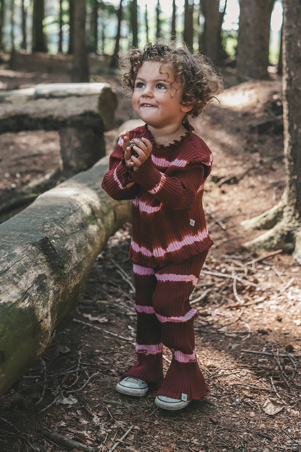 Your Wishes tie-dye flared broek wijnrood/roze