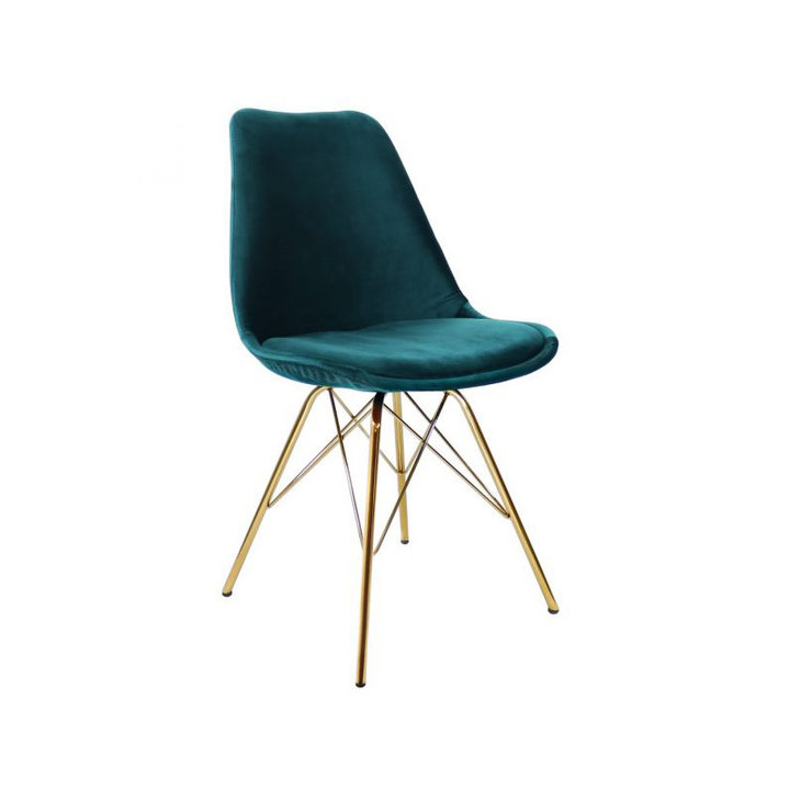 Kick collection - Stoel Velvet Blauw - Goud frame
