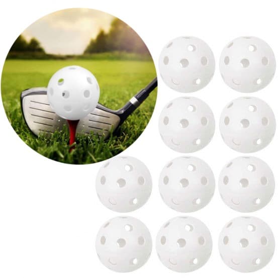 INF Treningsgolfballer med hull 10-pakning Hvit