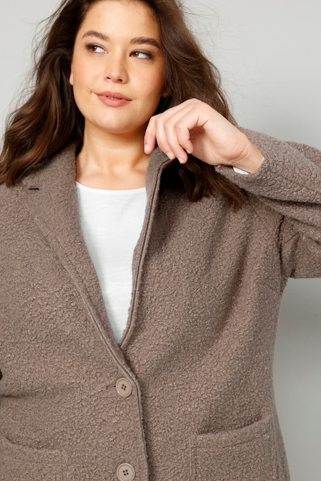 Kurzmantel, Straight Fit, Bouclé, Revers, Langarm