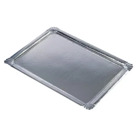 Pap Star Servierplatten, PE-beschichtet eckig 34 cm x 45,5 cm silber 10 Stück