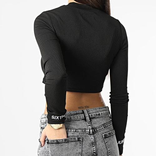 Tee Shirt Manches Longues Crop Femme W33454VTO Noir