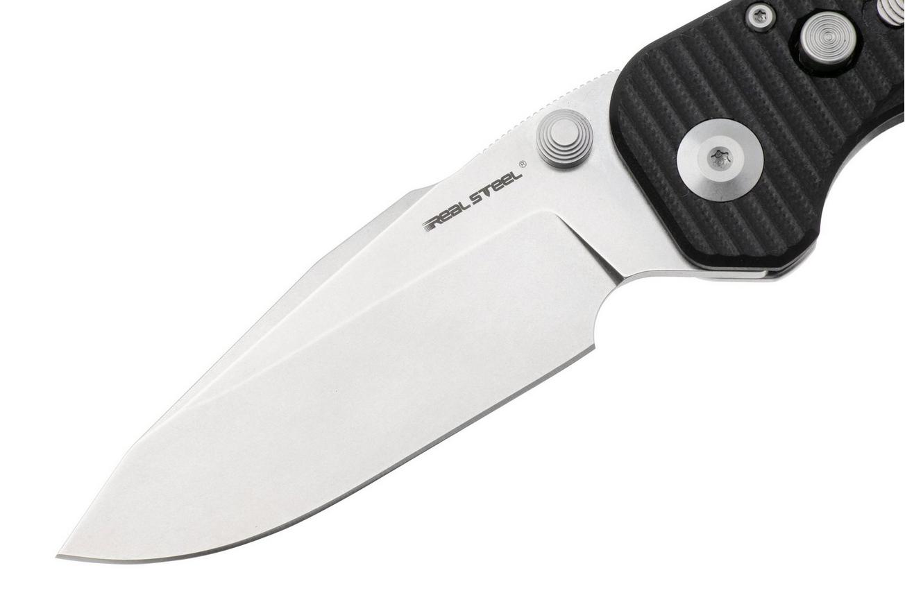Real Steel Evolution Ironclad 7911SB, Stonewashed D2 Droppoint, Black G10, zakmes, Carson Huang design