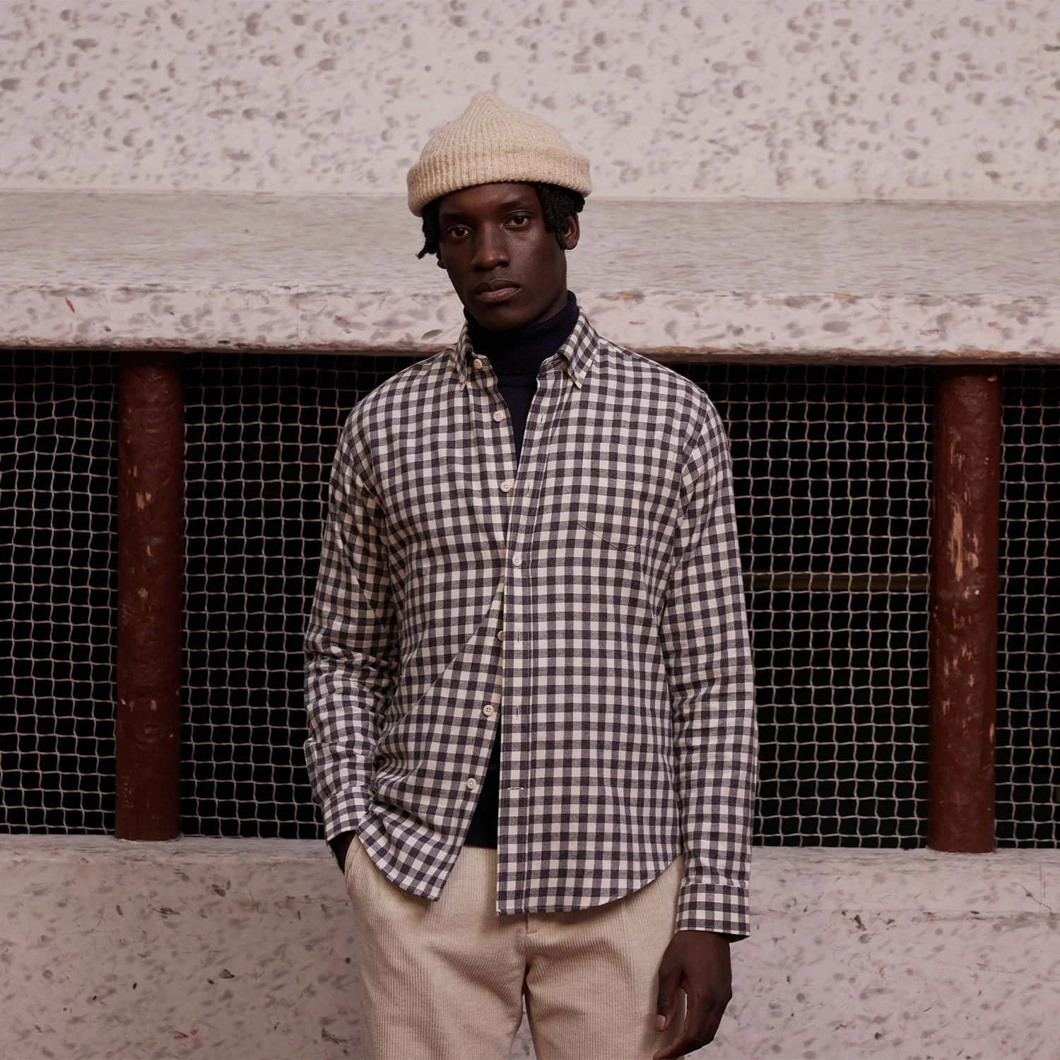 Gray gingham flannel shirt