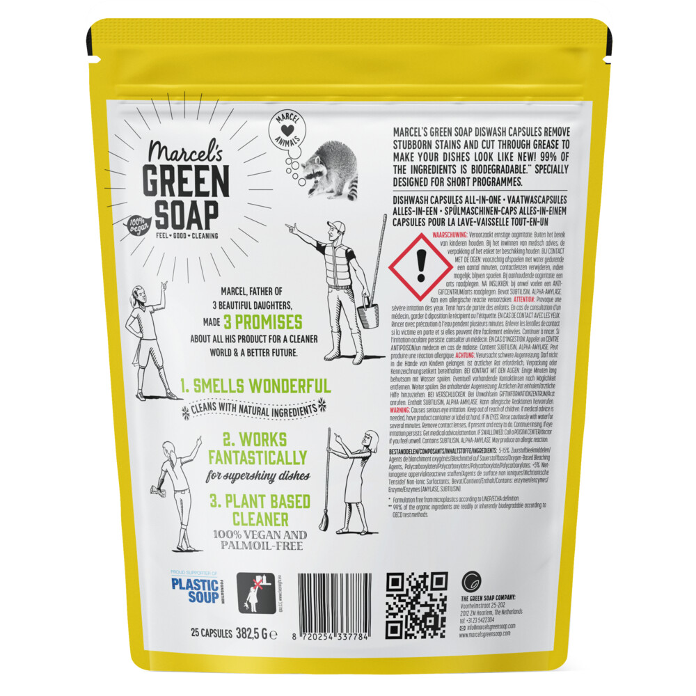 4x Marcel's Green Soap Vaatwascapsules Eco All-In-One25 stuks