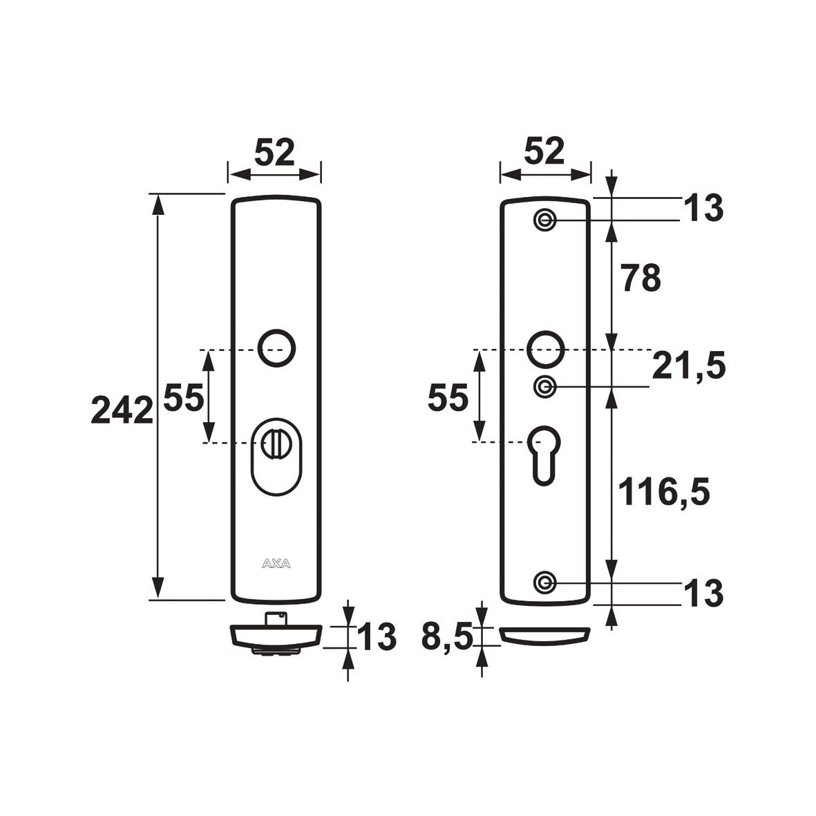 AXA 6665 Veiligheidsschilden Curve Plus PC55 anti-kerntrek F1 - 6665-10-11/55