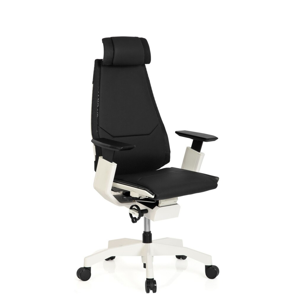 High End Bürostuhl GENIDIA PRO WHITE Leder mit Armlehnen hjh OFFICE