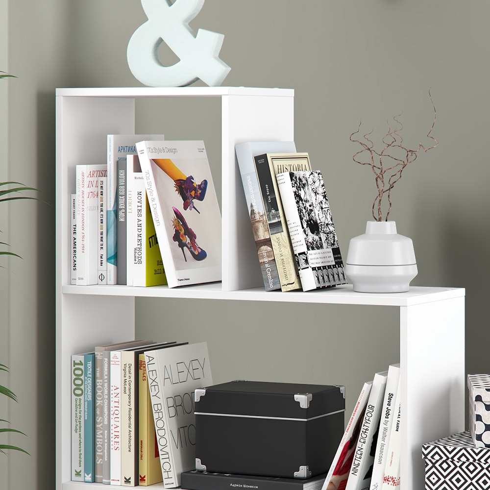 Vicco Treppenregal Asym Raumteiler Bücherregal Regal Wandregal 4 Fächer Weiß