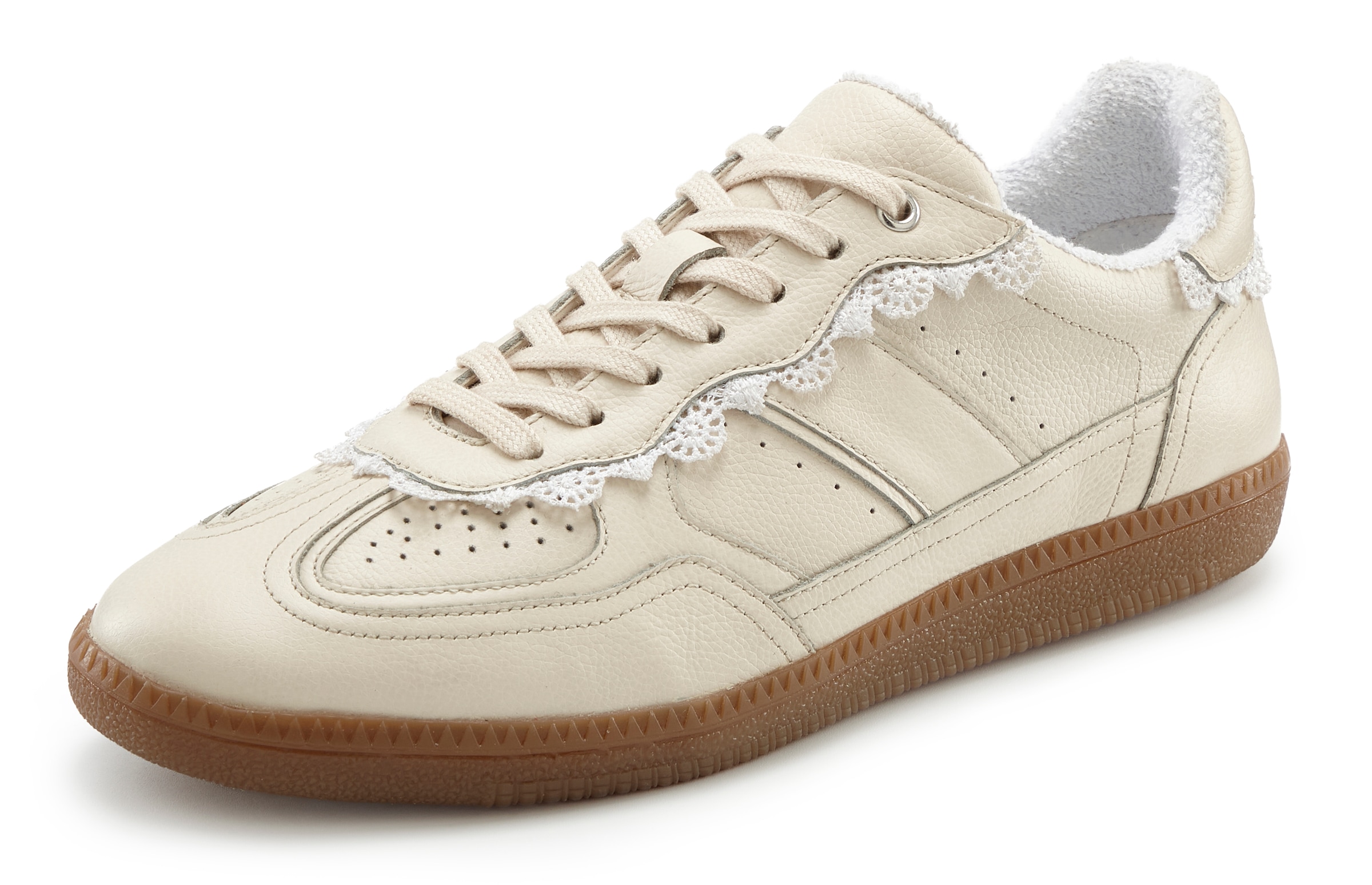 LASCANA Sneaker  Freizeitschuh, Halbschuh aus Leder mit Spitzen Details