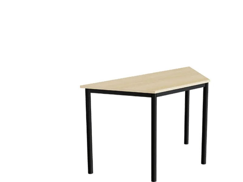 Bord Combi 195, trapezformet, 1200/600x520 mm Højde 720 med lydabsorberende birk laminat, sort stel