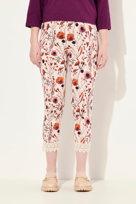 7/8-Leggings, Blüten, Spitze, Elastikbund, Biobaumwolle
