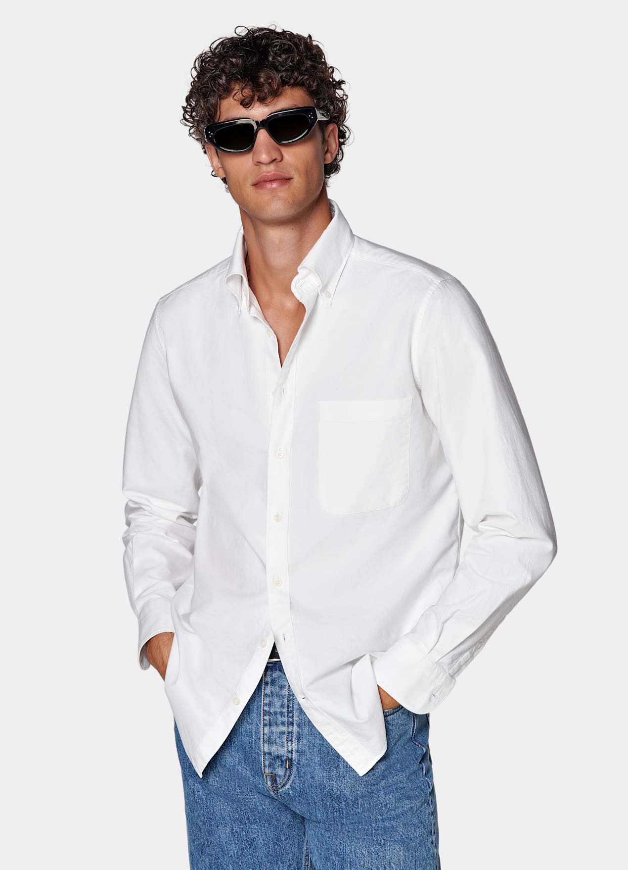 Chemise coupe ajustée en oxford blanche