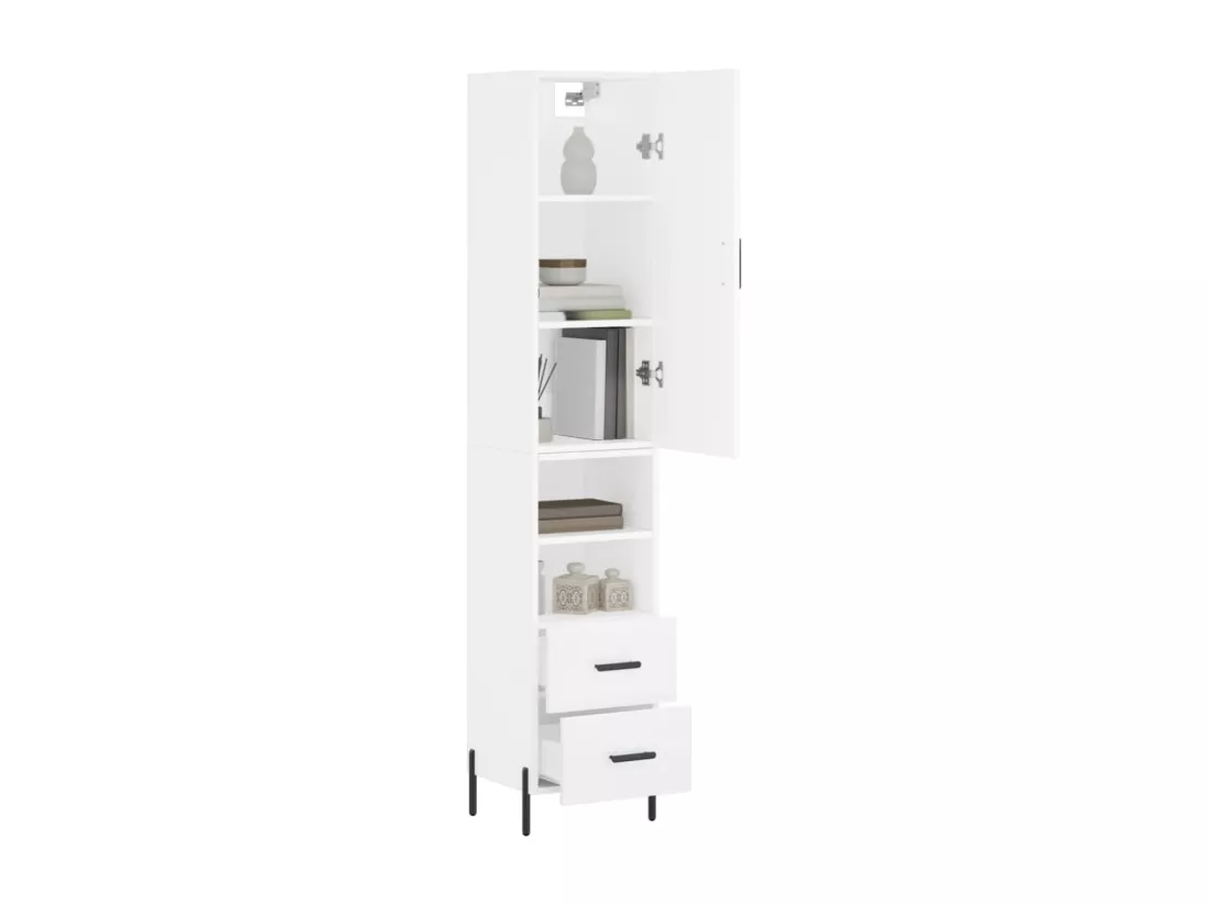 Buffet haut Blanc 34,5x34x180 cm Bois d'ingénierie