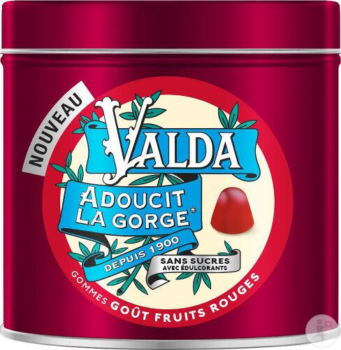 Valda Gommes Sans Sucres Fruits Rouges Adoucit La Gorge 140g