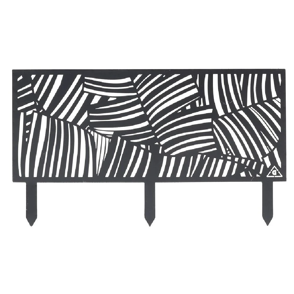 Bordure de jardin métal design feuillage ajouré noir 50xH20 cm