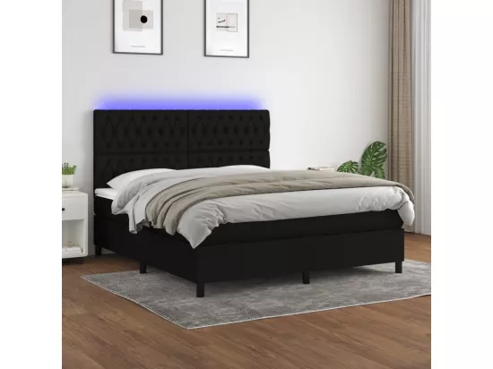 Sommier tapissier avec matelas et LED Noir 160x200 cm Tissu