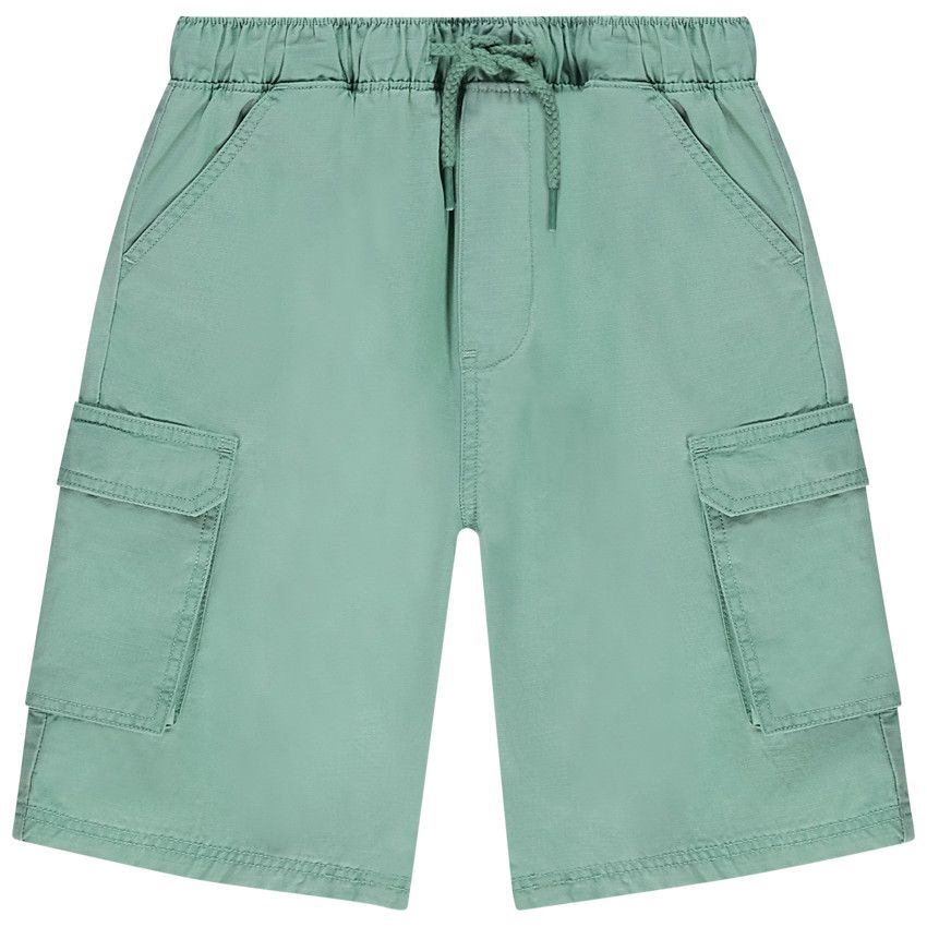 Bermuda uni à poches multiple pour garçon - Vert