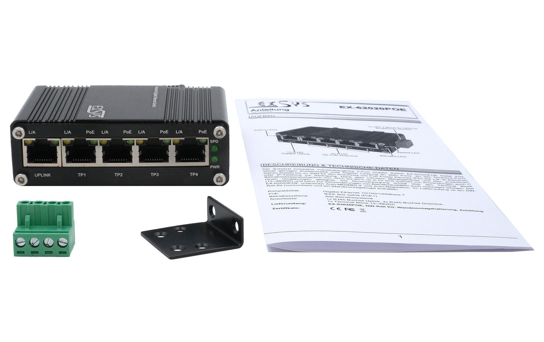 PoE Switch EX-62020POE 5 Port5-Port Mini Gigabit Ethernet PoE+ Switch