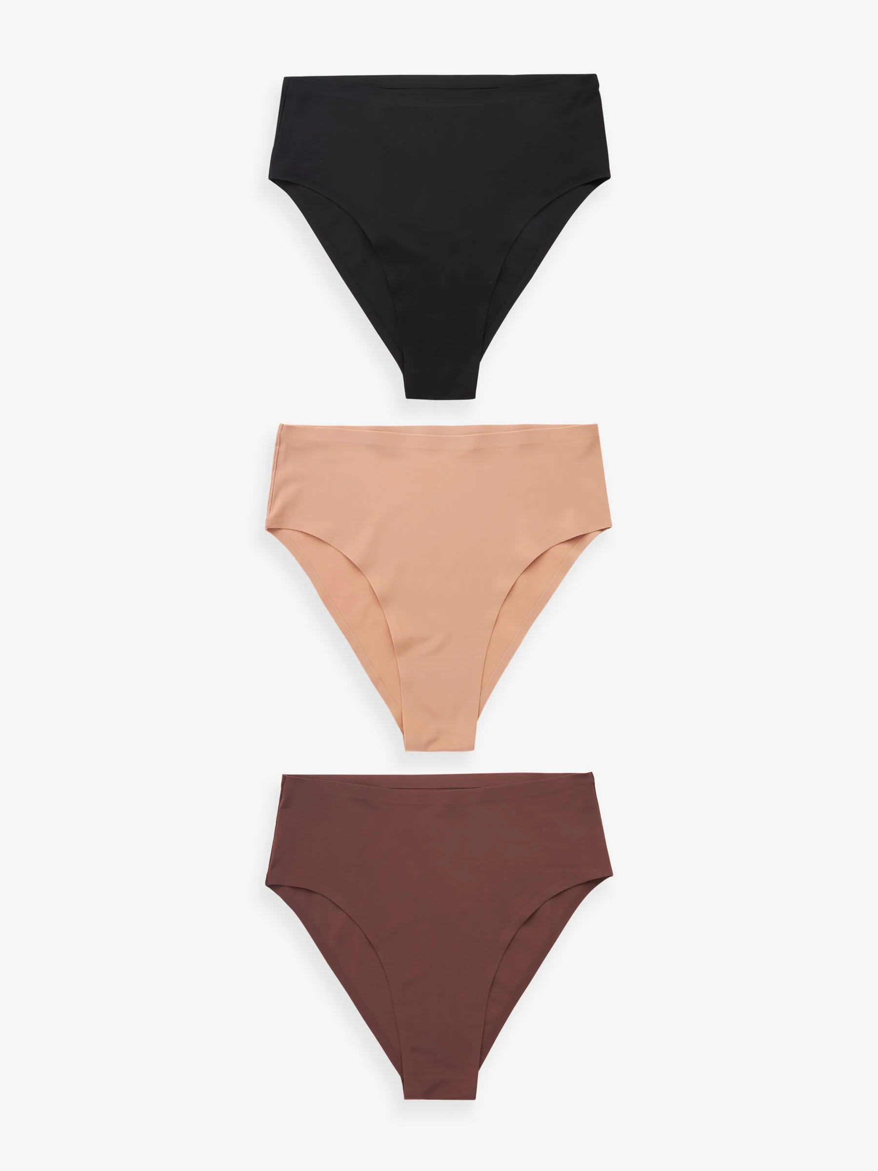 Zwart/Praline Huidskleur/Chocolade Huidskleur - Geen zichtbare onderbroeklijn comfortabele slips verpakking van 3