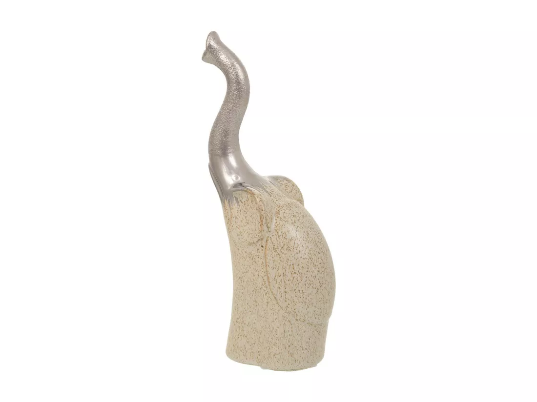Décoration d'éléphant en céramique argentée 11,5x7x28h