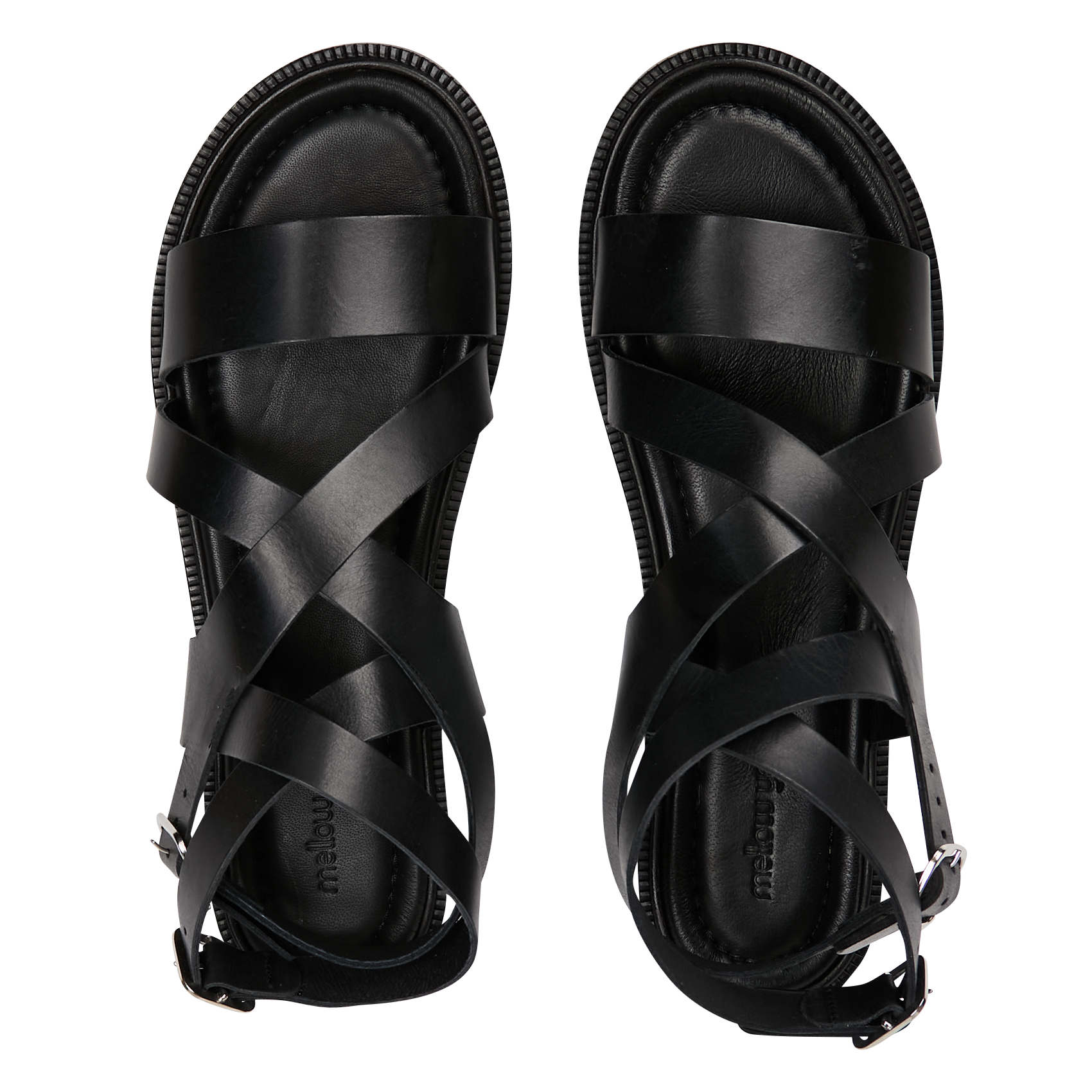 GISLA - Sandales plates en cuir | Noir