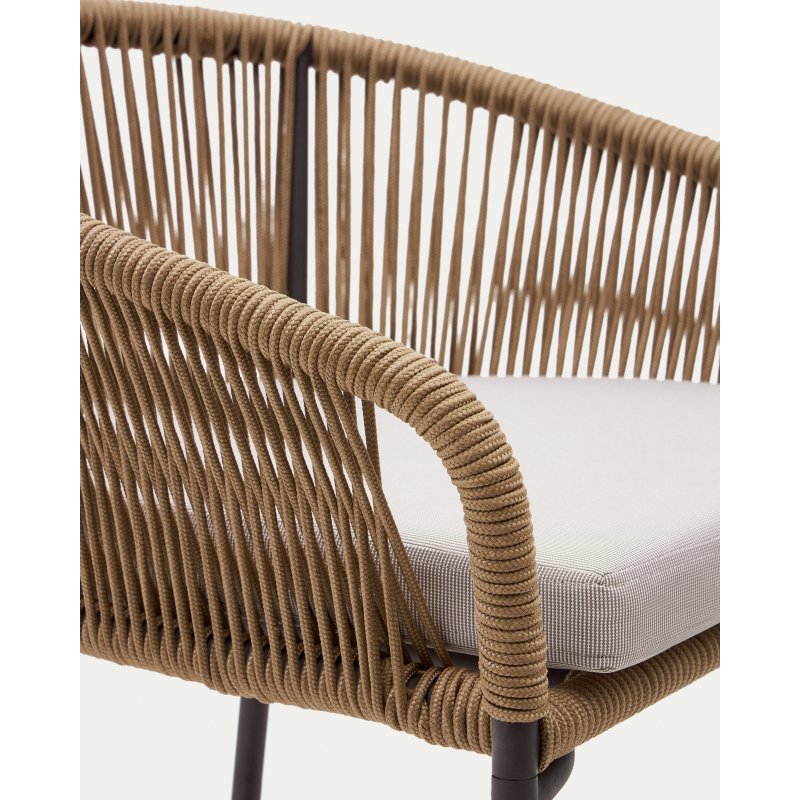 Tabouret Yanet - corde - pieds acier galvanisé H 80 cm