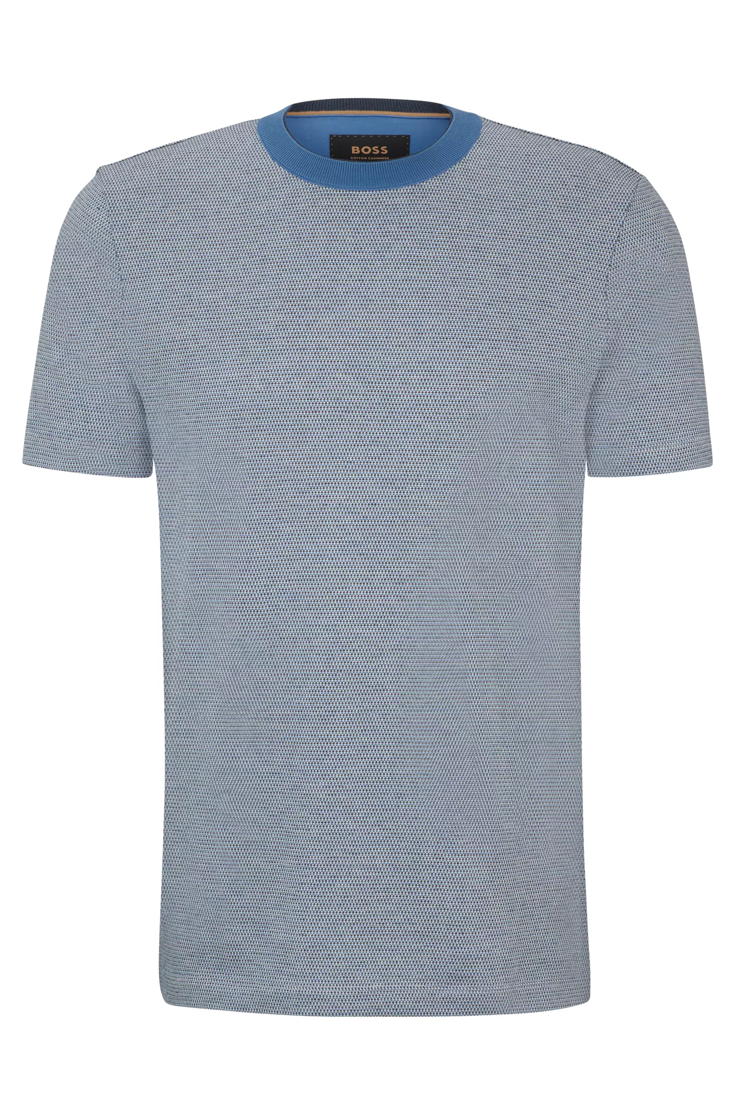 Camiseta BOSS Camel com estrutura Bubble em algodão e cashmere.
