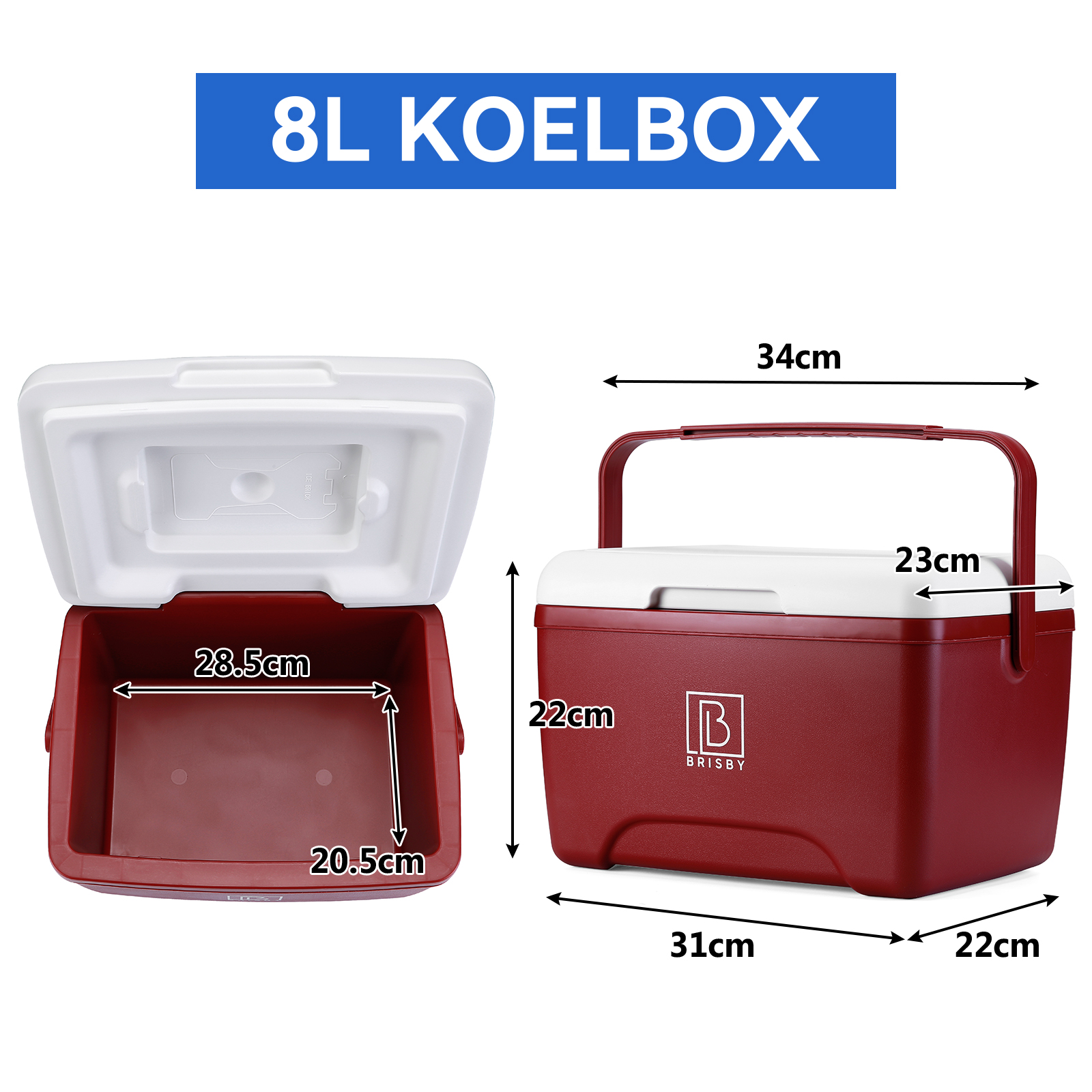 Brisby 8 liter koelbox met 2 koelelementen - Red