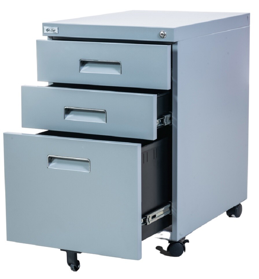 Jet-Line Büro Rollcontainer 3 Schubladen Hängeregistratur abschliessbar PAUL grau Bürocontainer