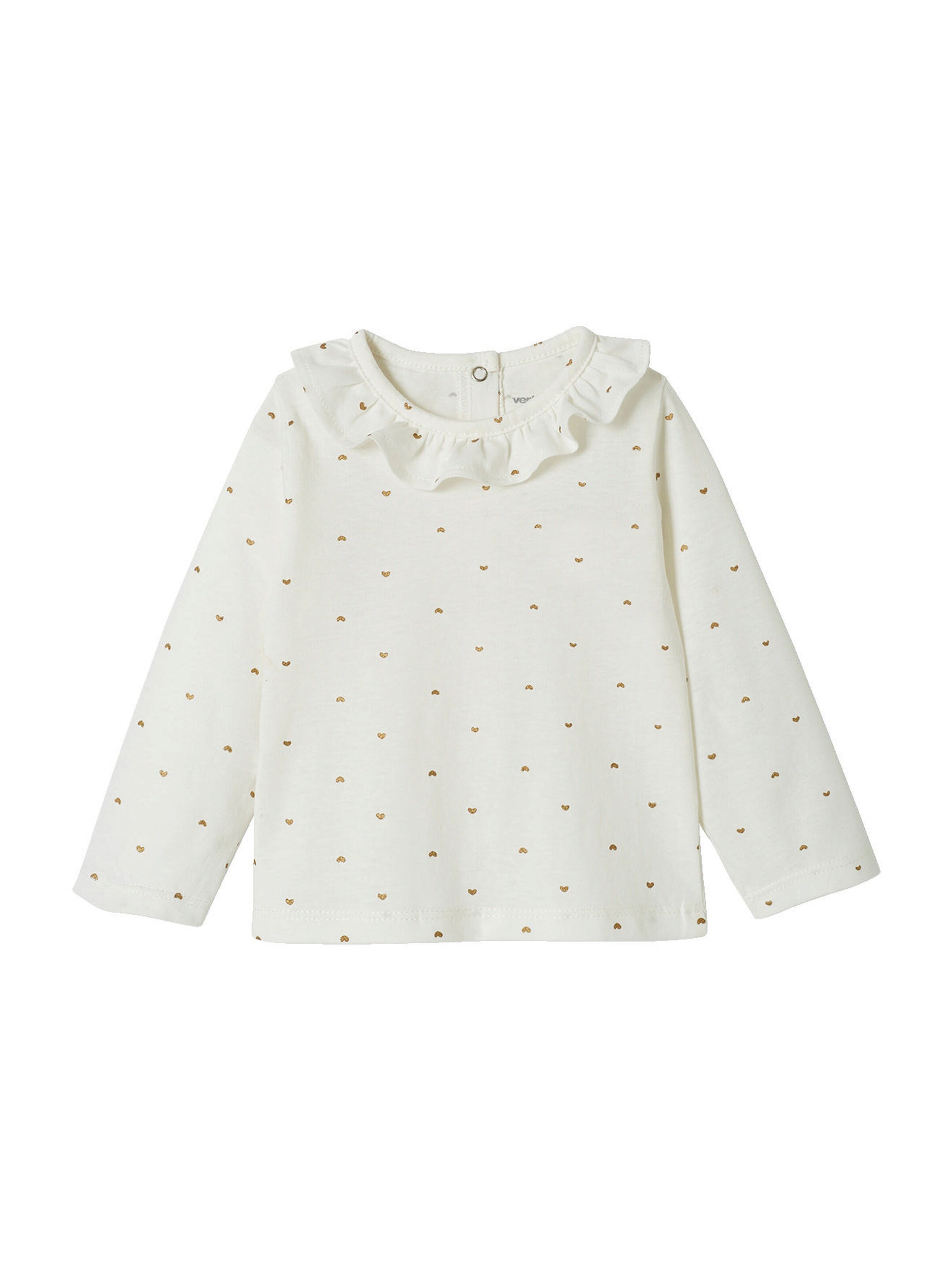 Vertbaudet Mädchen Baby Shirt mit Volantkragen wollweiß herzen