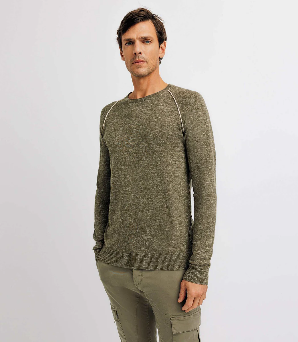 Pull col rond kaki