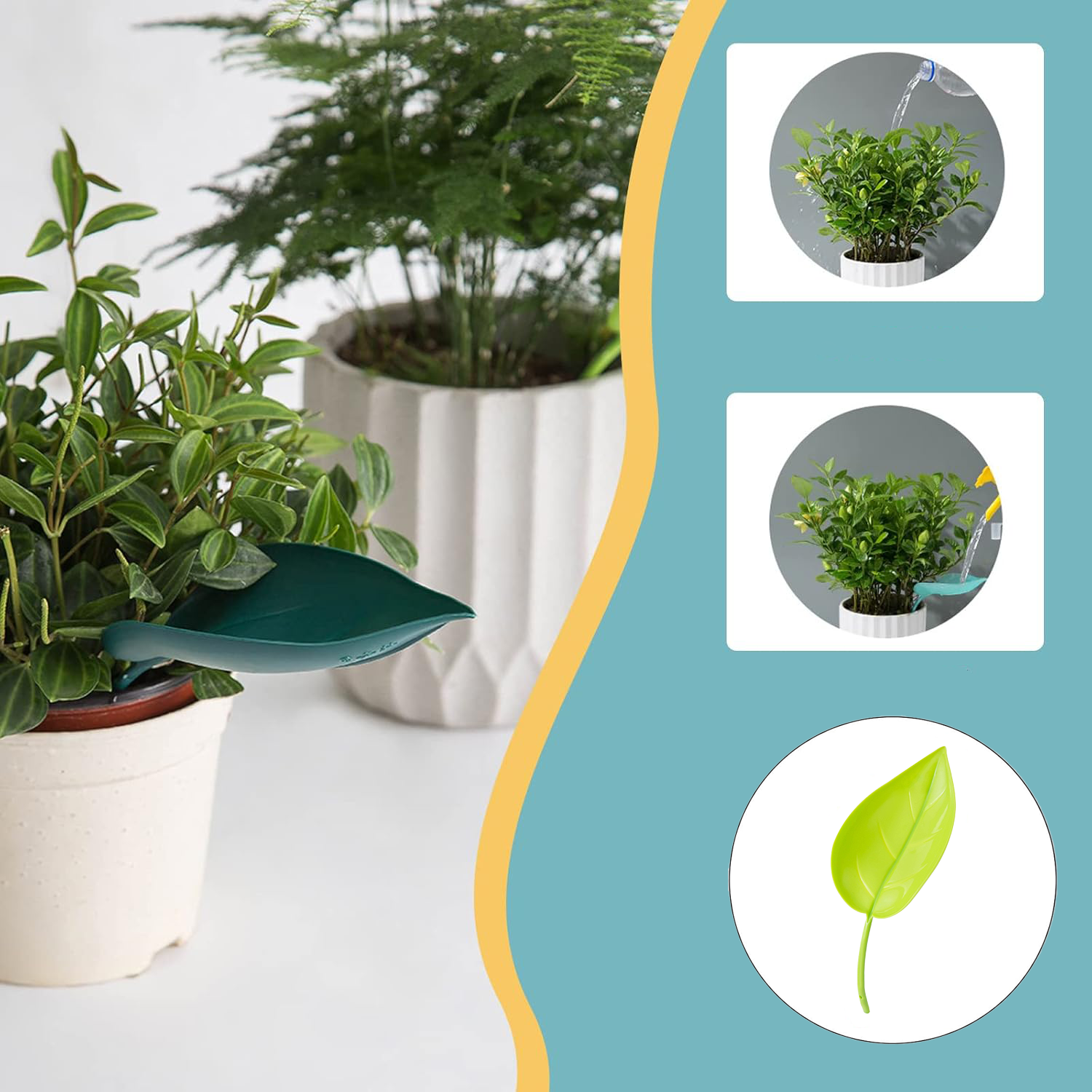 (18x7cm) Pflanzen Bewässerungs Blatt Giesstrichter Einfüllhilfe (Indoor/Outdoor) - Hellgrün