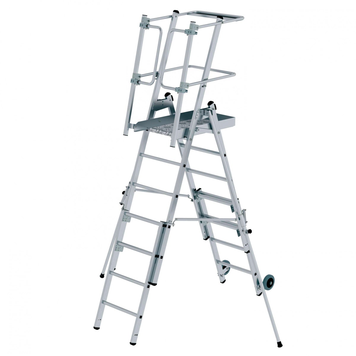 MUNK FlexxStep 5-sports platformladder met telescopische verlenging plus 3 extra sporten