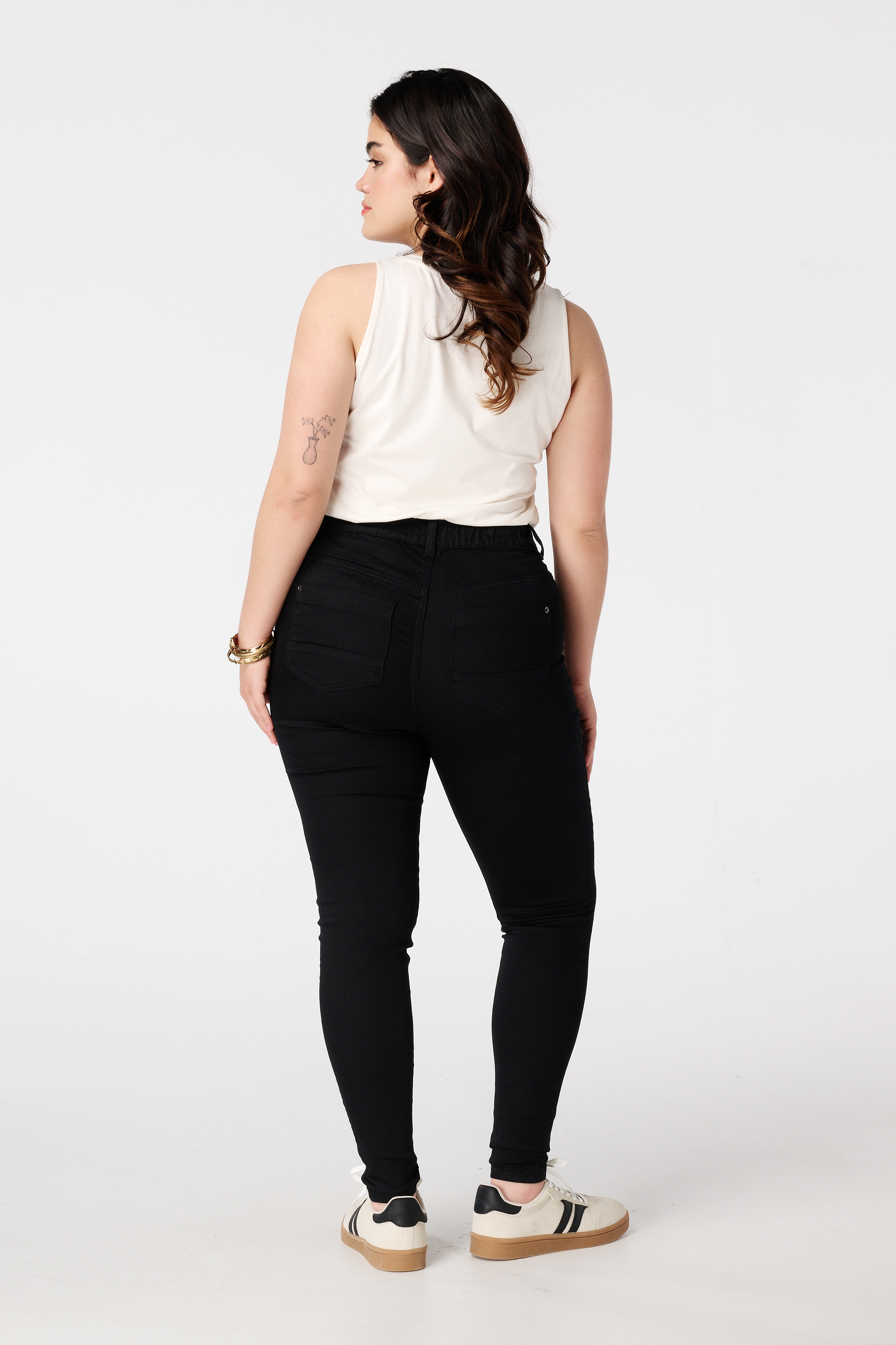 Tregging met denim look Zwart