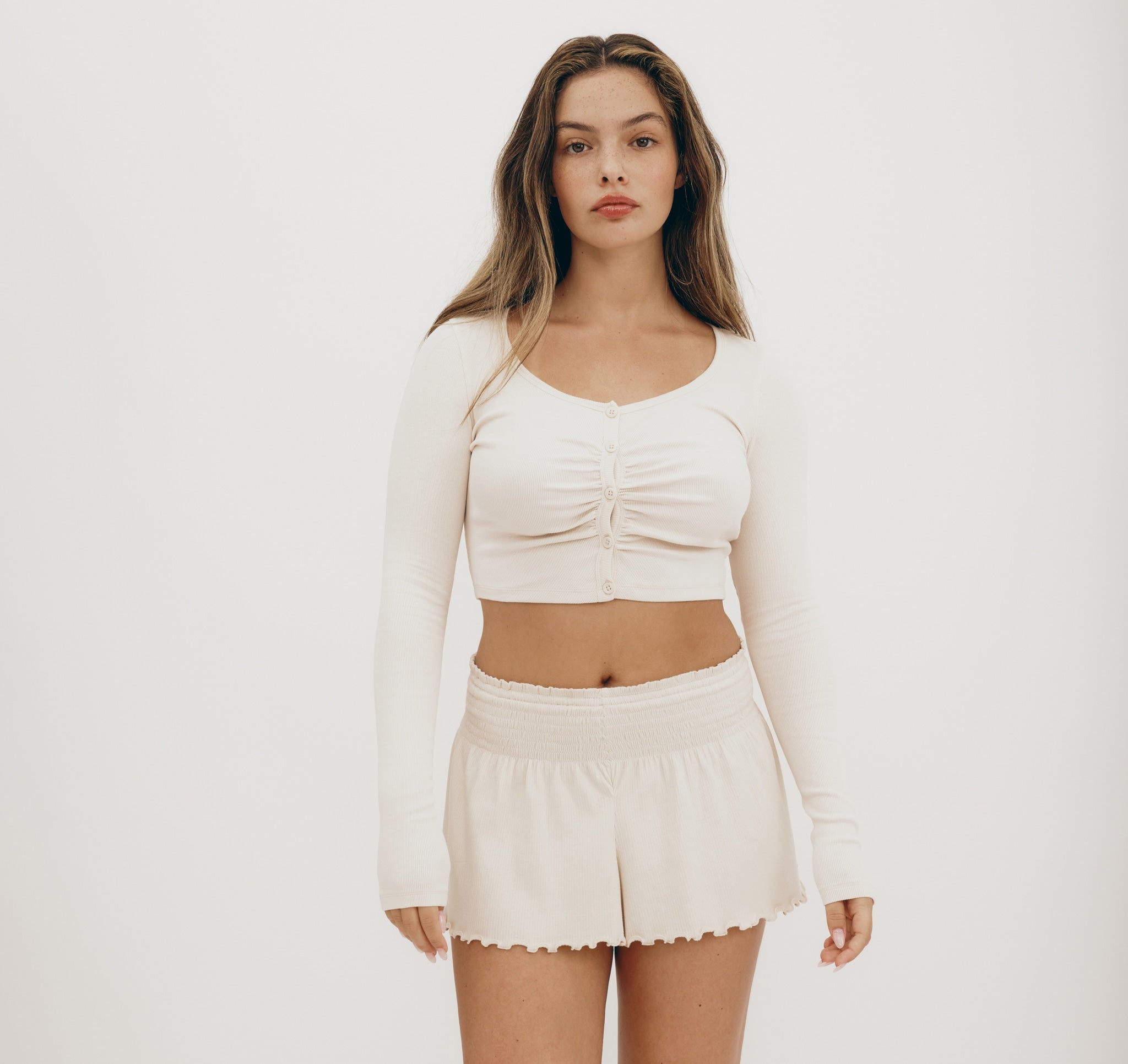 ORGANIC COTTON<br>Core Extend Rib Crop Cardigan