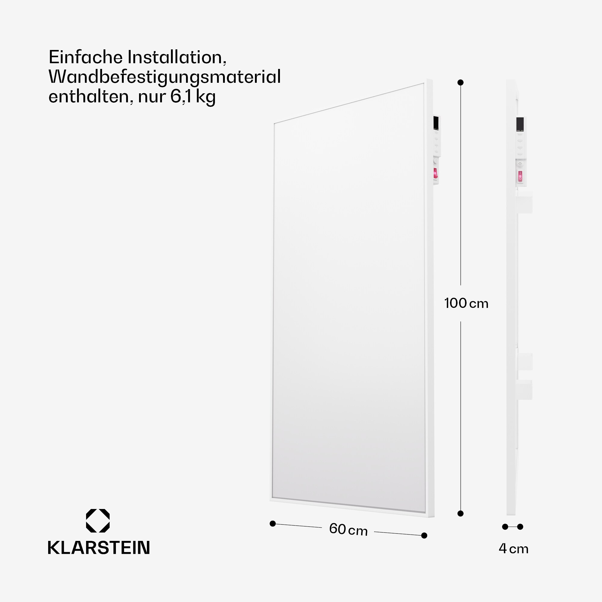 Wonderwall Air Smart 600 Infrarotheizung 60x100cm App 600W Weiß 600 W