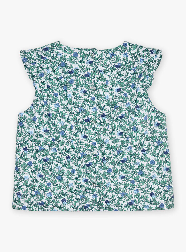 Blouse écrue en popeline avec fleurs