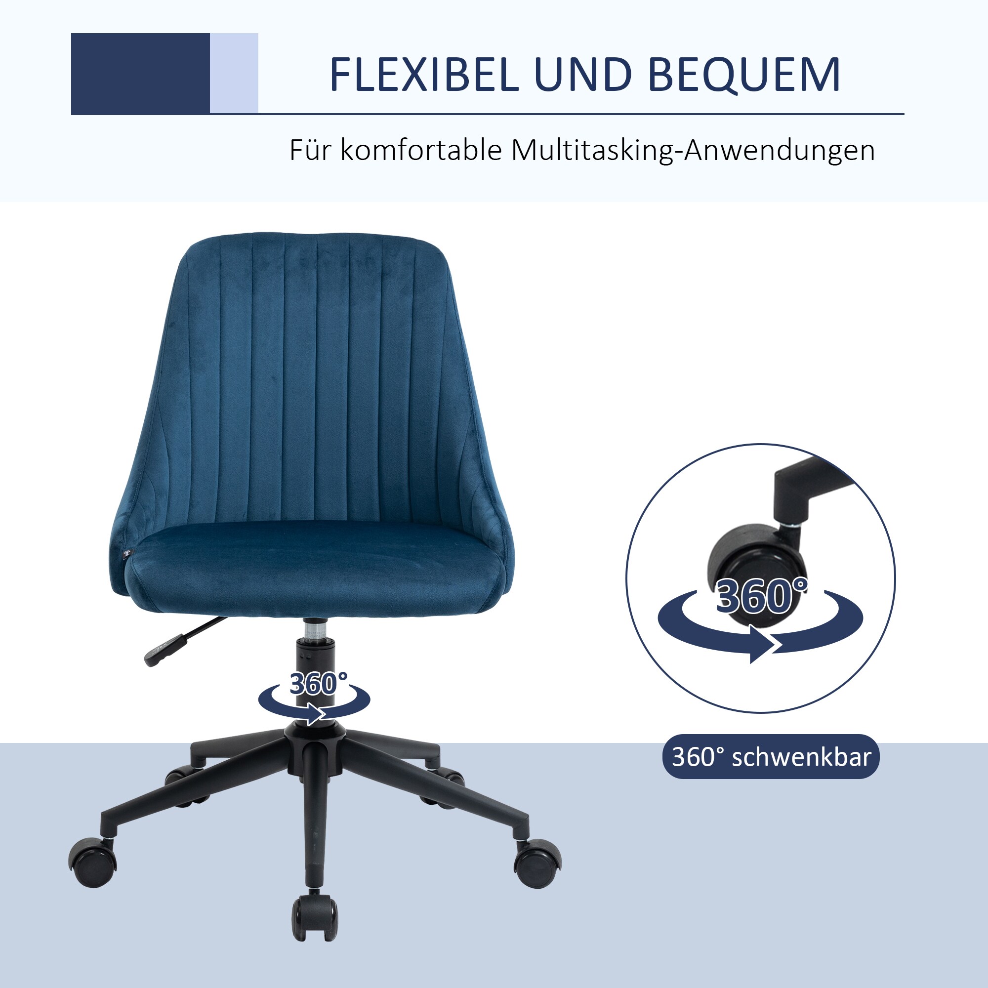 Vinsetto Bürostuhl ergonomisch geformt, high-end gaslift Blau 50 x 58 x 77-85 cm (BxTxH)