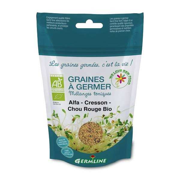 Alfalfa, cresson et chou rouge bio - Graines à germer