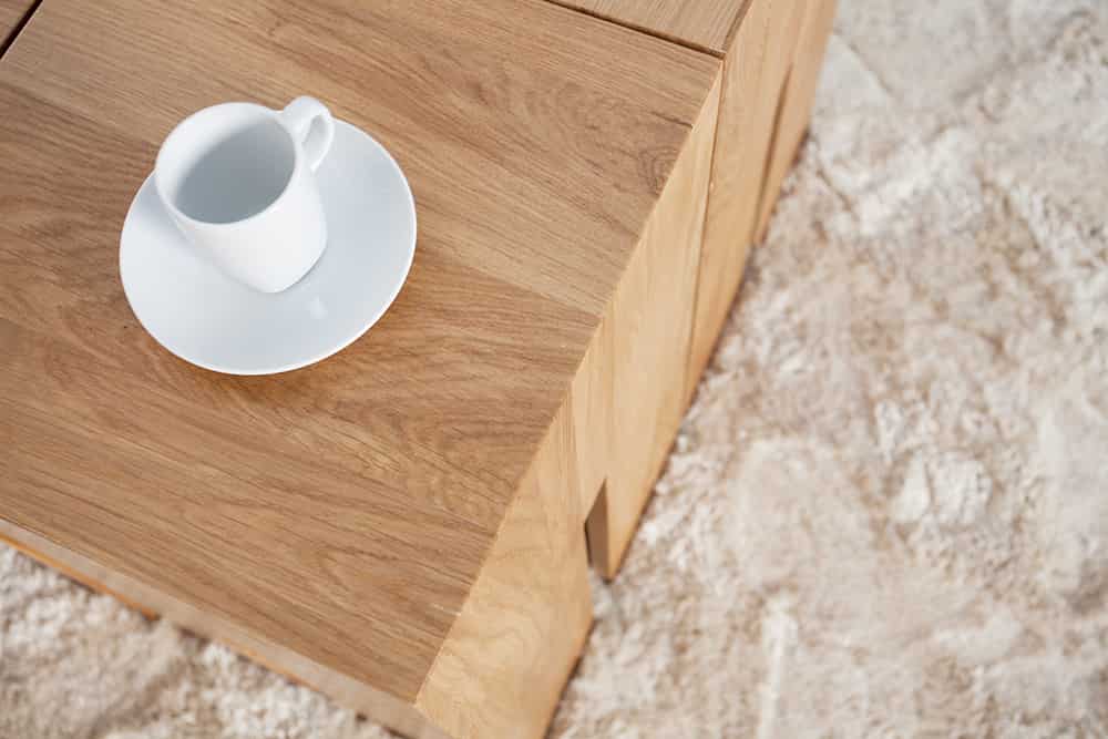 Design Beistelltisch CASTLE 45cm natur Wildeiche Massivholz geölt Sitzhocker