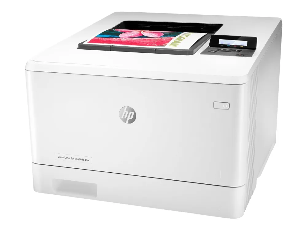 HP Color LaserJet Pro M454dn - Printer - farve - Duplex - laser - A4/Legal - 38.400 x 600 dpi - op til 27 spm (mono) / op til 27 spm (farve) - kapacitet: 300 ark - USB 2.0, Gigabit LAN, USB vært