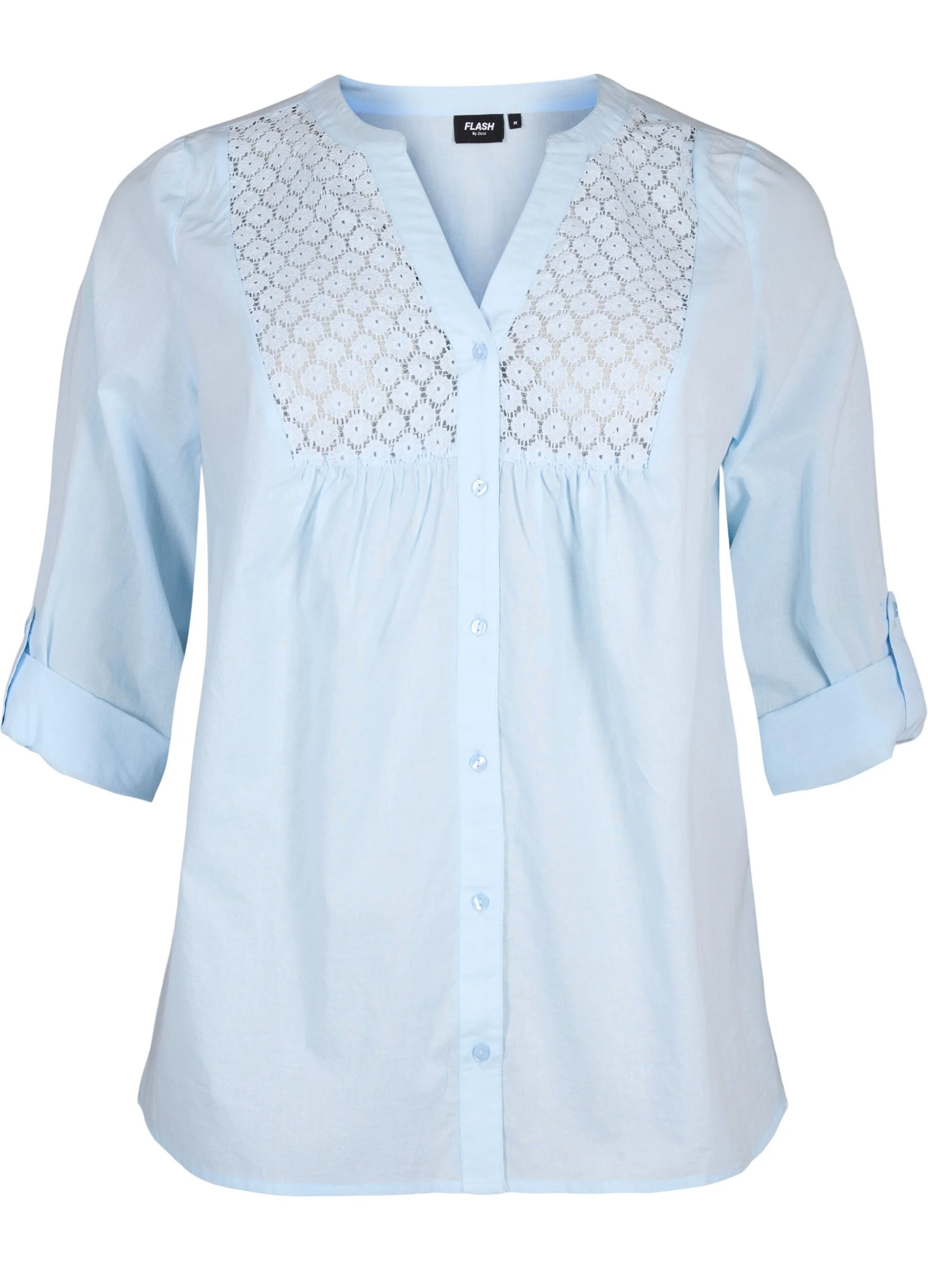 FLASH - Skjortebluse med crochetdetalje