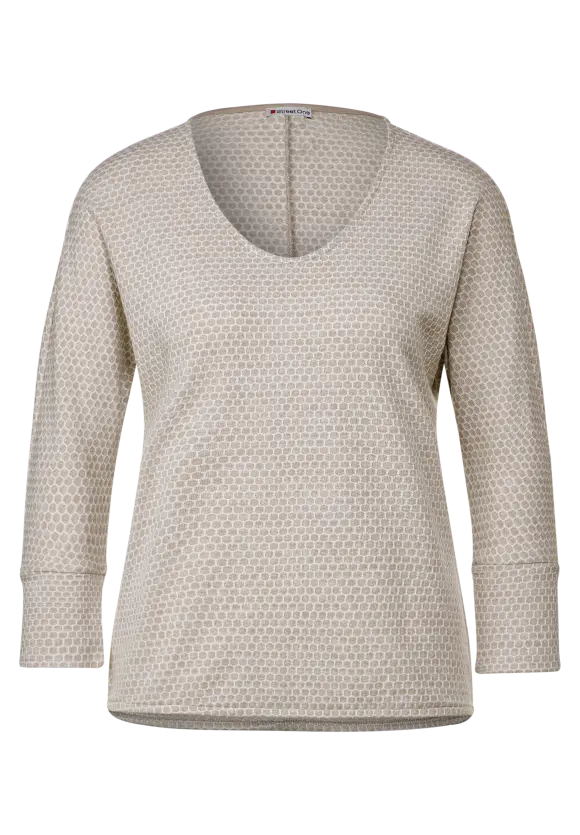 V-Ausschnitt Shirt - spring sand melange