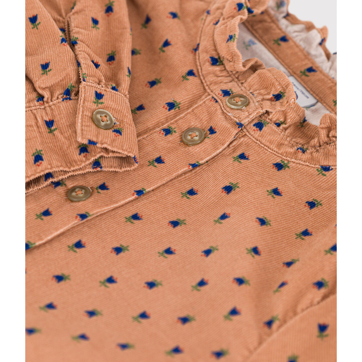 PETIT BATEAU<br>Camisa de veludo de manga comprida com delicada estampa floral
