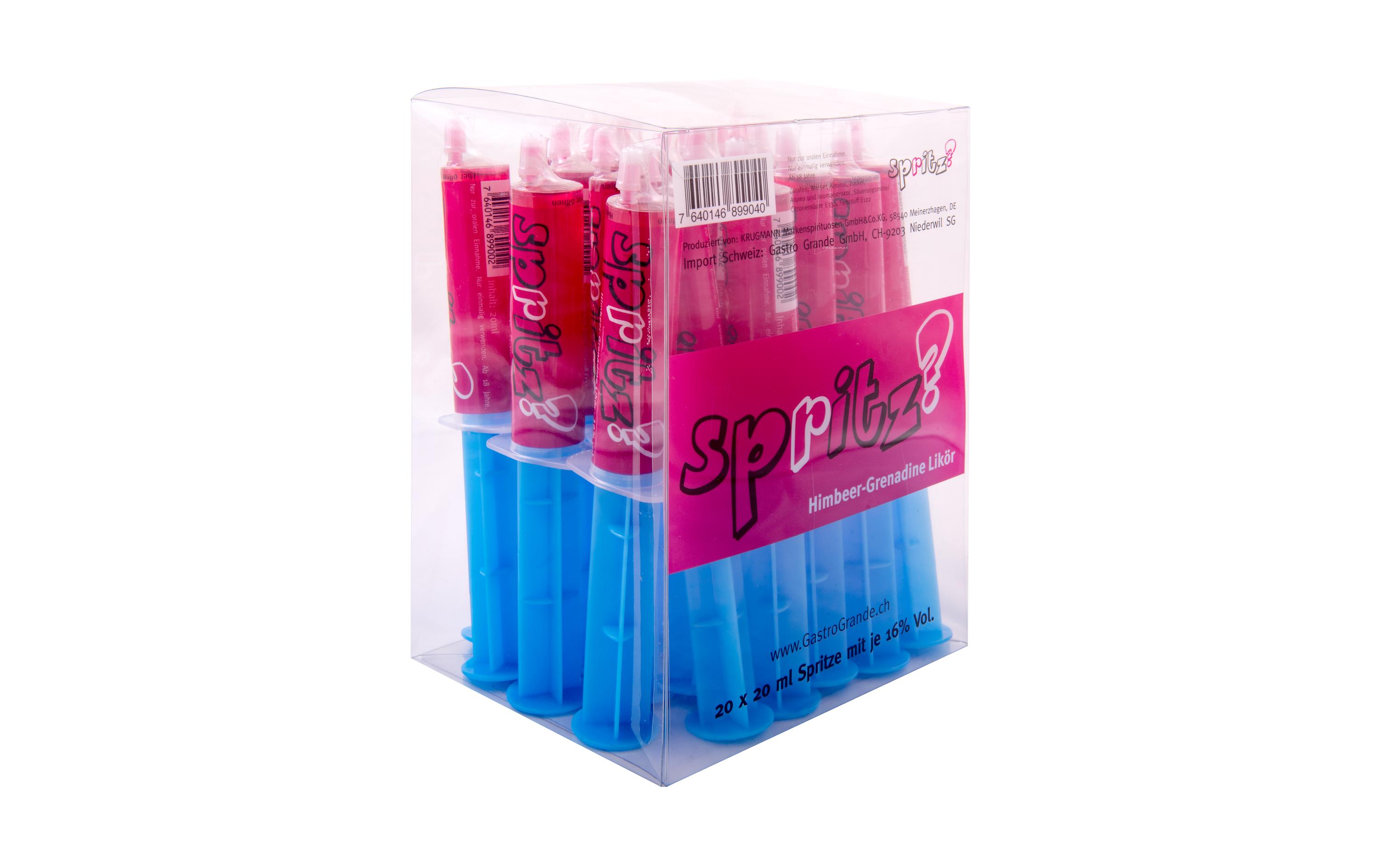 spritz? Himbeer-Grenadine Likör 20 x 20 mlFruchtige Spirituosen Spezialität in Plastikspritzen
