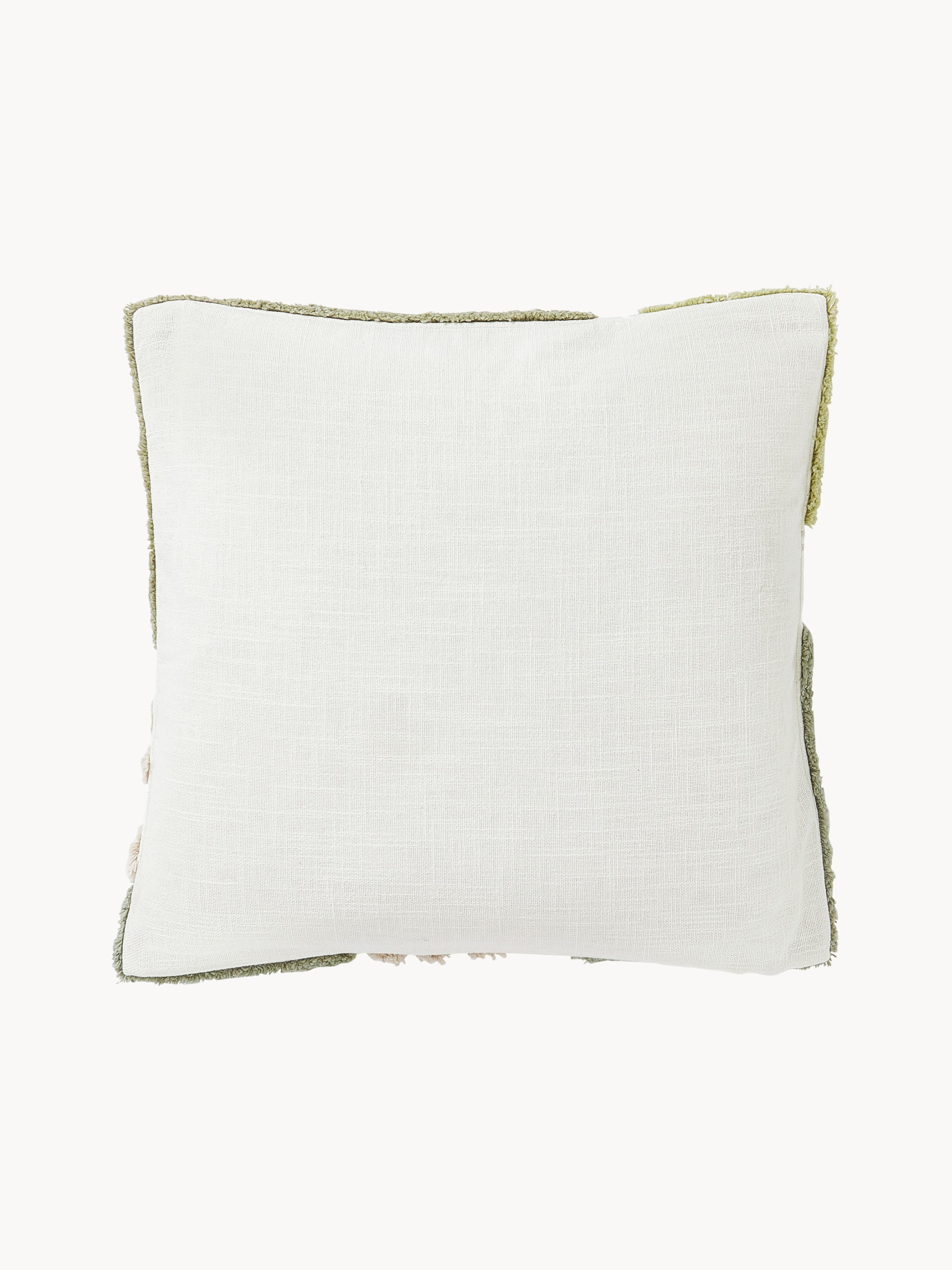 Handgetufte kussenhoes Coraline met decoraties