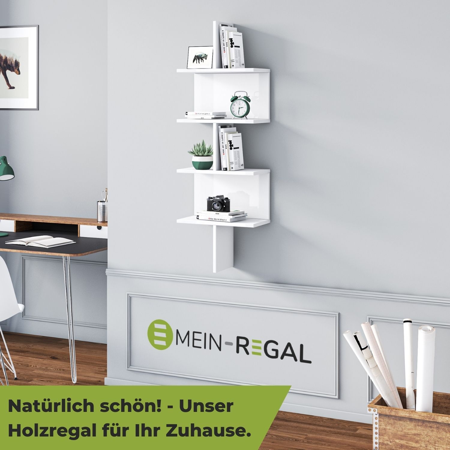 Mein-Regal Wandregal OTTO 45x22x132cm MDF Holz bis zu 6 Fächer weiß