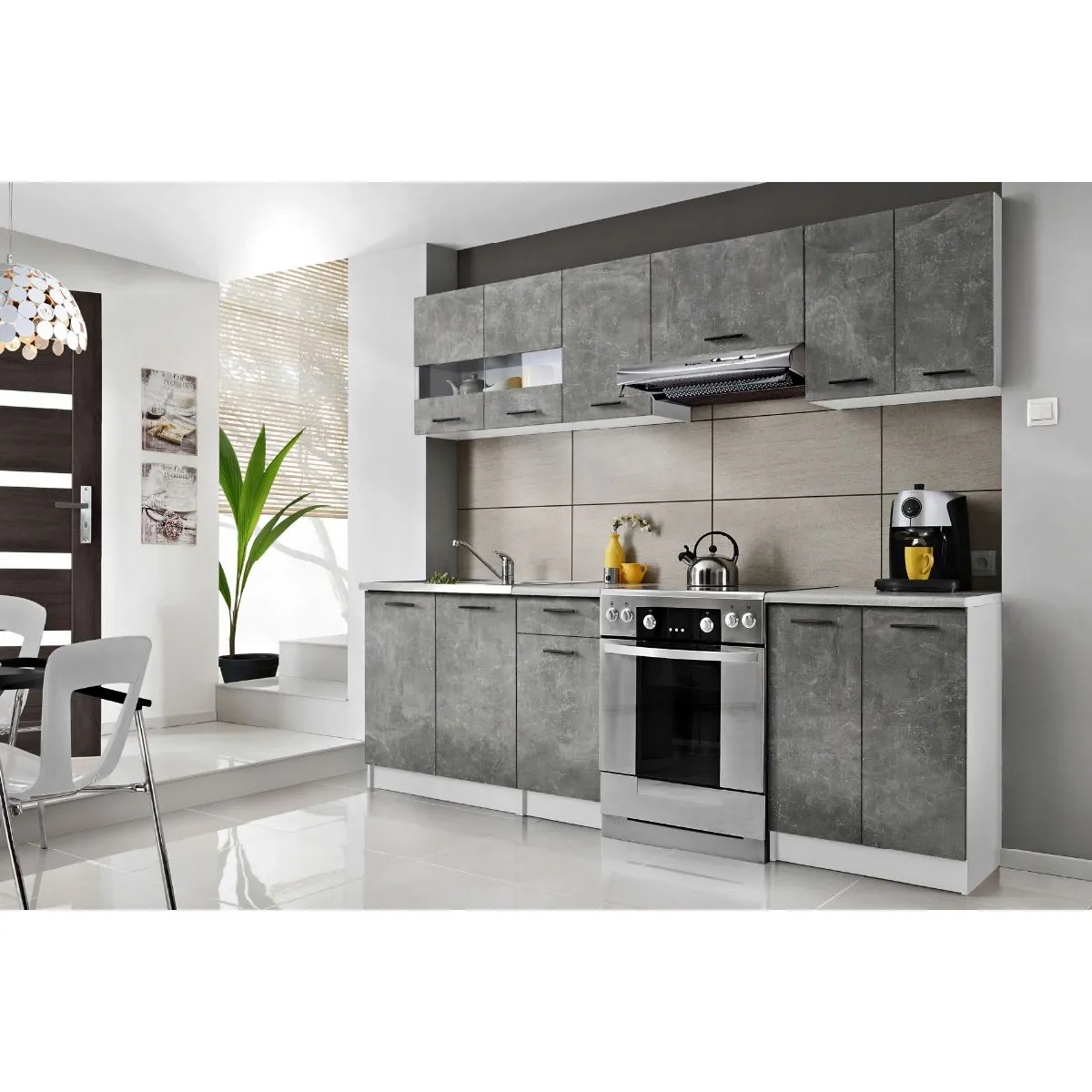 DUSINE Cuisine Bigo 7 éléments - Finition Bas Béton/Haut Béton