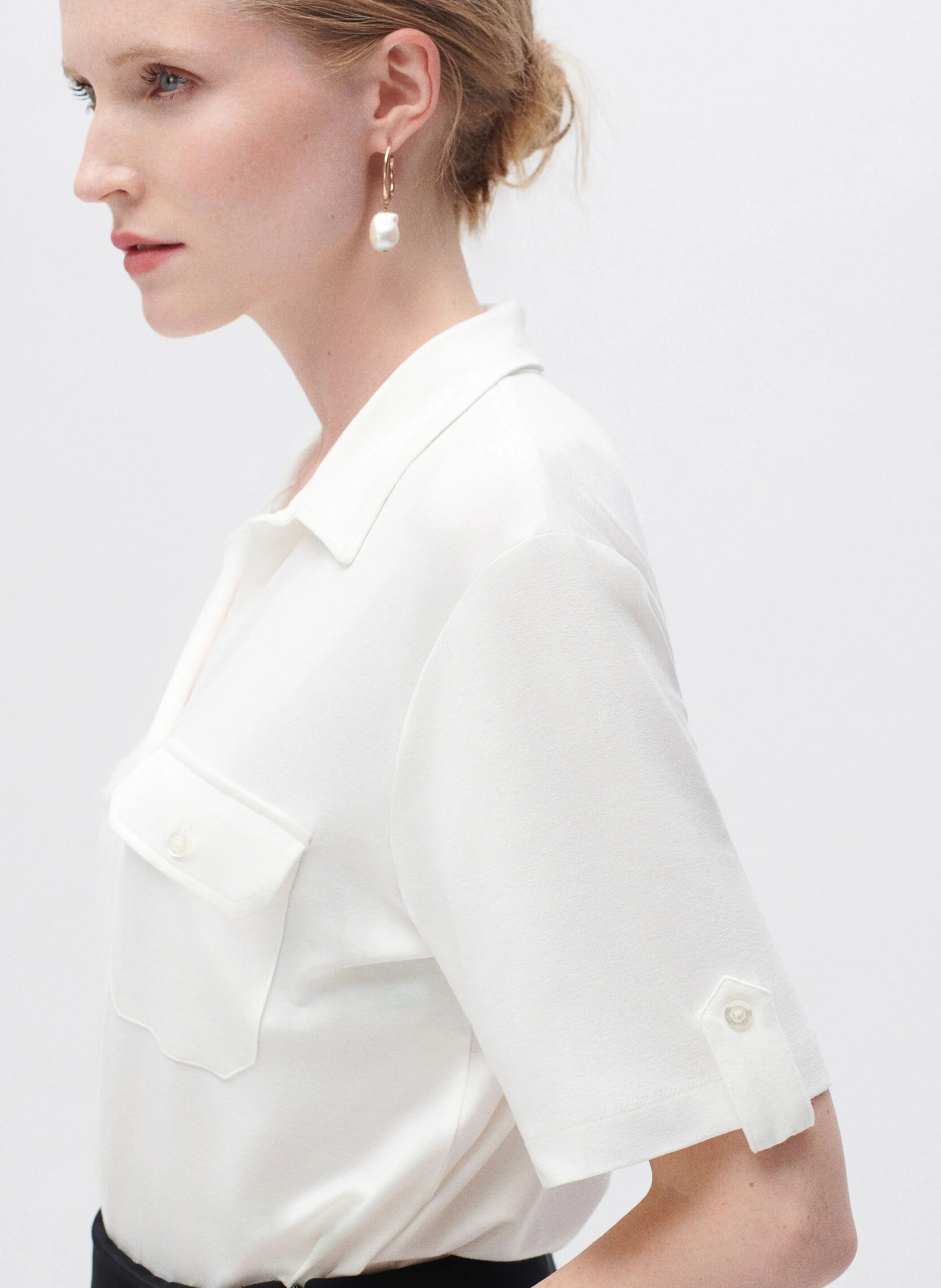 TESTELO - Tee-shirt col classique | Blanc