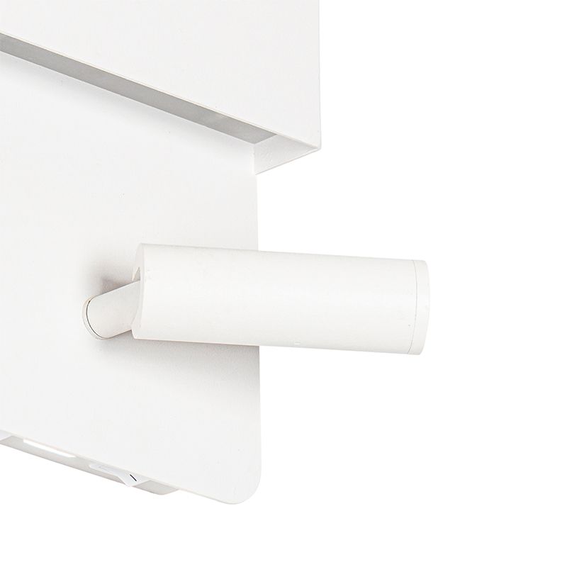Wandlamp wit incl. LED met USB en leeslamp met schakelaar - Robin